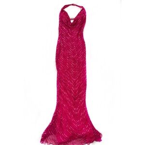 Gorgeous vintage ULTRA RARE Y2K GLAMOUR SCALA PINK SILK BEADED GOWN.